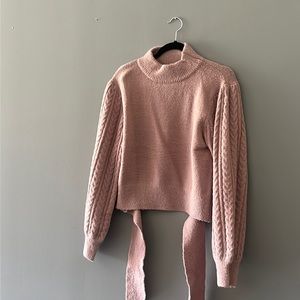 Open back lilac turtle neck sweater